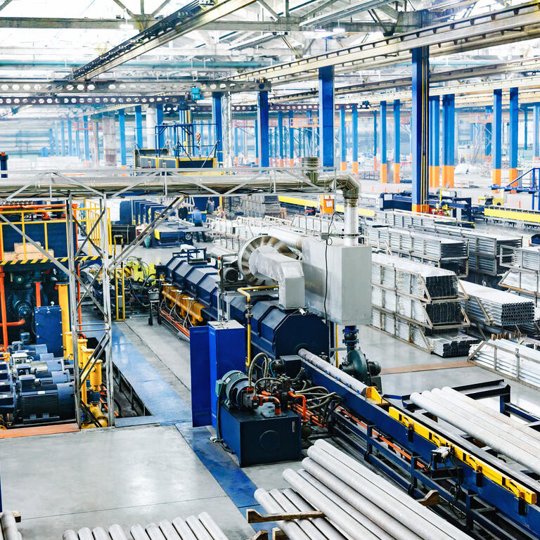 Factory constructions, industry technology, manufacturing iterior, production line